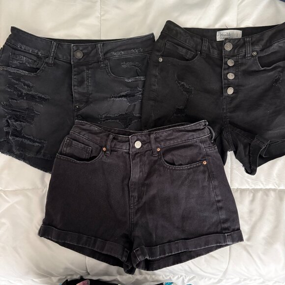 3 Jean Shorts Black Mudd Pacsun American Eagle Bundle Tomgirl Mom Short - Picture 1 of 14